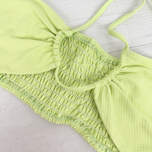 Stone Fox Swim Free People Meadow Top Size L Butterfly Pique Halter Green Beach - Picture 11 of 14